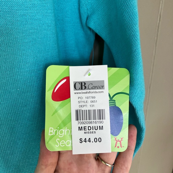 CB career blue palm tree Christmas top - Picture 7 of 7